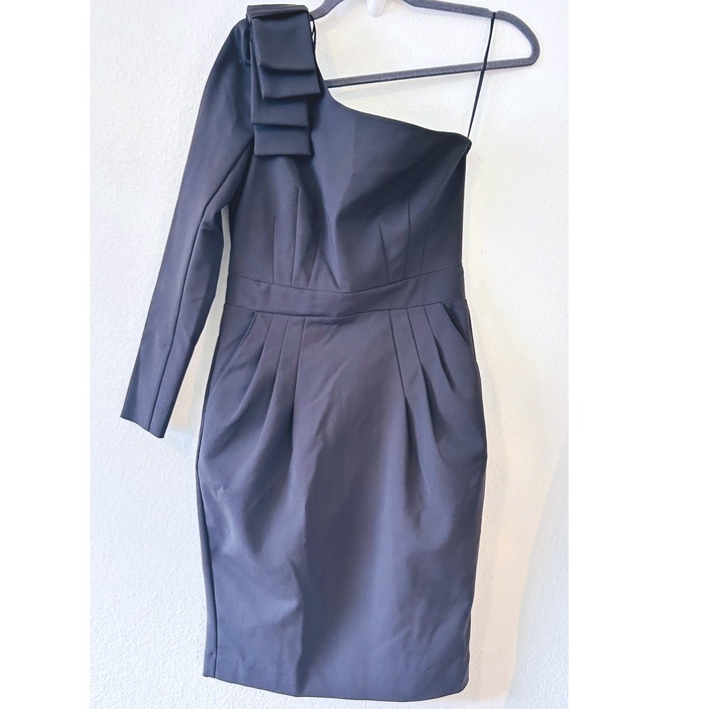 Party French Connection Black One Shoulder Ruffle Cocktail Dress Size 4 NWT